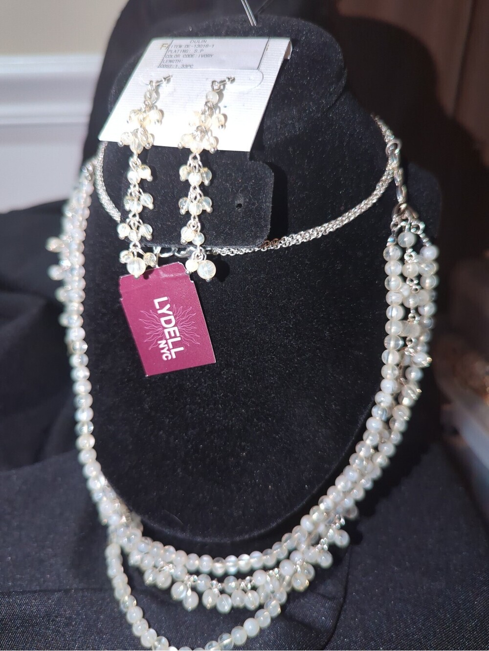 Lydell NYC Pearl Beaded Necklace and Dangle Earrings Set